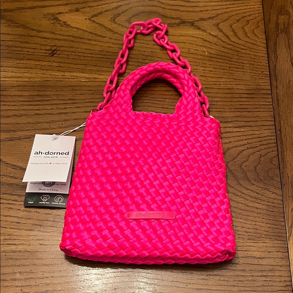 Ah Dorned Neon Pink Woven‎ Women's Bag, NWT
